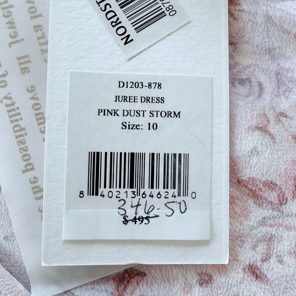 NWT LoveShackFancy Juree Floral Silk 3/4 Sleeve VNeck Mini Dress Pink Dust Storm - Picture 10 of 16